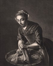 Domestic Employment Washing, Laundry, Woman with a Washing Tub, c. 1760, Germany, Domestick Employment Washing, after a painting of Philippe Mercier