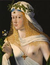Lucretia, Traditionally considered to be the portrait of Lucretia Borgia, daughter of Pope Alexander VI. It shows an unknown lady in the guise of the ancient spring goddess Flora, painting by Bartolom...