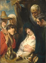 The Adoration of the Magi, painting by Jacob Jordaens, Historical, digitally restored reproduction of a historical work of art