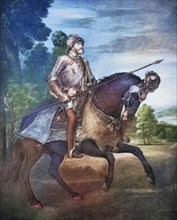 Charles V, Holy Roman Emperor, here at the Battle of Muehlberg, Historical, digitally restored reproduction of a 19th century original