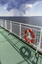 View of storm clouds from the sun deck of a ferry, Aland Islands, Gulf of Bothnia, Baltic Sea, Finland, Europe