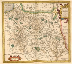 Atlas, map from 1623, Picardy and Champagne, France, digitally restored reproduction from an engraving by Gerhard Mercator, born Gheert Cremer, 5 March 1512, 2 December 1594, geographer and cartograph...