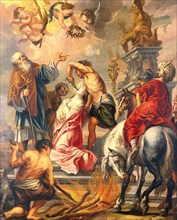 The Martyrdom of Saint Apollonia, Apollonia of Alexandria, Painting by Jacob Jordaens, Historic, Digitally restored reproduction from a historical work of art
