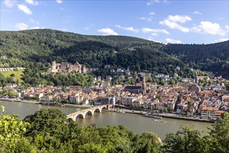 City view with historic old town and castle, Heidelberg, Baden-Wuerttemberg, Germany, Europe
