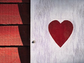 Red heart on a shutter, Lilla Holmen, Mariehamn, Fasta Aland, Aland Islands, Aland Islands, Finland, Europe
