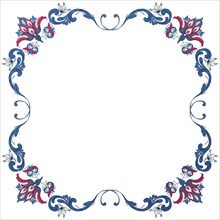 Vector floral frame with traditional Norwegian Rosemaling motif