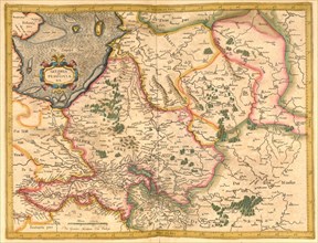 Atlas, map from 1623, Gelderland, Holland, digitally restored reproduction from an engraving by Gerhard Mercator, born as Gheert Cremer, 5 March 1512, 2 December 1594, geographer and cartographer