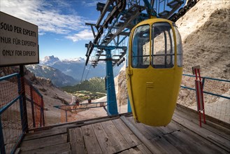 Gondola lift to Forcella Staunies, Monte Cristallo group, Dolomites, Italy, Monte Cristallo group, Dolomites, Italy, Europe
