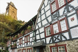 Historic half-timbered houses, Malerwinkel, Bacharach, Upper Middle Rhine Valley, UNESCO World Heritage Site, Rhine, Rhineland-Palatinate, Germany, Europe