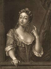 A Venetian courtesan, a woman available for love services in aristocratic or high bourgeois circles, 1739, Venice, Italy, Historic, digitally restored reproduction of an original from the period, Euro...