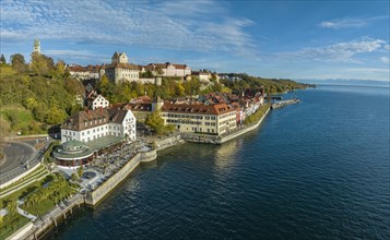Town view of Meersburg with lakeside promenade, Lake Constance district, Baden-Wuerttemberg, Germany, Europe