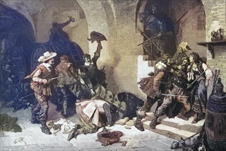 Looting in The Thirty Years War, Historical, digitally restored reproduction of an original from the 19th century, exact date unknown