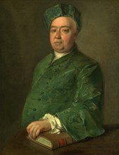 Unknown Man in Green, Painting by Philippe Mercier, Historical, digitally restored reproduction of a historical original