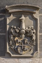 Coat of arms on the Holzschuher Chapel at the Johannis Cemetery, Nuremberg, Middle Franconia, Bavaria, Germany, Europe