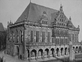 The Town Hall of Bremen, Germany, in 1600, Historical, digitally restored reproduction from a 19th century original, Europe