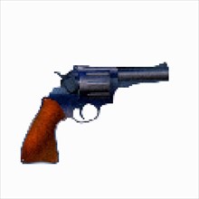 Pistol 8 bit pixel art vector icon over white