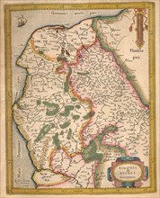 Atlas, map from 1623, Bolonia and Guines, France, digitally restored reproduction from an engraving by Gerhard Mercator, born Gheert Cremer, 5 March 1512, 2 December 1594, geographer and cartographer,...
