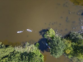 Aerial view with landscape of the Loosdrechtse Plassen nature reserve, Loosdrecht, North Holland, Netherlands