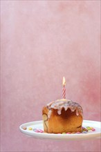 Birthday Cake with Burning Candle, Cake
