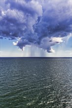 Thunderclouds, rain showers on the horizon, Mariehamn, Aland Islands, Gulf of Bothnia, Baltic Sea, Finland, Europe