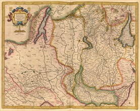 Atlas, map from 1623, Emilia Romagna, Brescia, Lake Garda, Lombardy, Italy, digitally restored reproduction from an engraving by Gerhard Mercator, born as Gheert Cremer, 5 March 1512, 2 December 1594,...