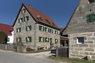 Typical Franconian sandstone house, 19th century, Beerbach, Middle Franconia, Bavaria, Germany, Europe