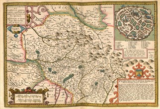 Atlas, map from 1623, Lemovici, France with city of Limoges, digitally restored reproduction from an engraving by Gerhard Mercator, born as Gheert Cremer, 5 March 1512, 2 December 1594, geographer and...