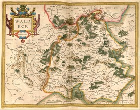 Atlas, map from 1623, Waldeck, Germany, digitally restored reproduction from an engraving by Gerhard Mercator, born as Gheert Cremer, 5 March 1512, 2 December 1594, geographer and cartographer, Europe