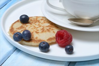 Blini, mini pancakes with fruit, blini