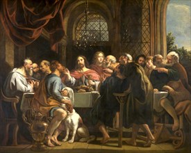 The Last Supper, Painting by Jacob Jordaens, Historic, Digitally restored reproduction of a historic work of art