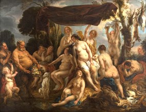 Dianes Rest, the Goddess of the Hunt, Painting by Jacob Jordaens, Historical, Digitally restored reproduction from a historical work of art