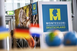 Exhibition stand Montessori Pedagogy. The trade fair Didacta is Europes largest education trade fair, target groups are teachers and trainers at kindergartens, schools and universities. Stuttgart, Bad...