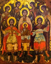 Synaxis of the Archangels, 17th c., Ikoe in Panagia tou Kastrou, Mary of the Castle, Cathedral, Byzantine Museum, 11th c., Rhodes Town, Greece, Europe