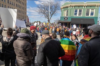 Royal Oak, Michigan USA, 11 March 2023, A small group of conservative Republicans protesting the Sidetrack Bookshops Drag Queen Story Hour were outnumbered by many hundreds of counter-protesters suppo...