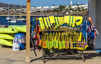 Yellow life jackets, Lanazrote, Canary Islands, Spain, Europe