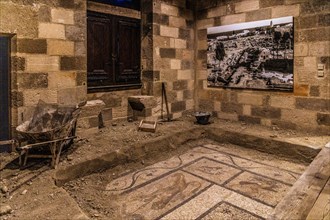 Excavation of mosaic floors, Grand Masters Palace built in the 14th century by the Johnnite Order, Fortress and Palace for the Grand Master, UNESCO World Heritage Site, Old Town, Rhodes Town, Greece, ...