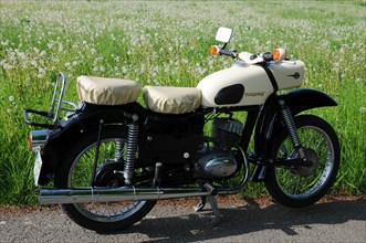 Vintage motorbike from the GDR MZ ES 150, Hesse, Germany, Europe