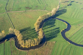 Aerial view of the Schwinge in autumn, river, natural, Lower Saxony, Germany, Europe