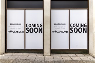 Coming Soon, advertisement for a new shop opening, Stuttgart, Baden-Wuerttemberg, Germany, Europe