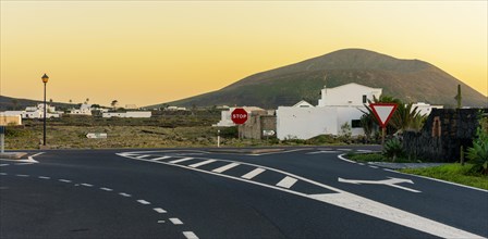 Road at sunset, Lanazrote, Canary Islands, Spain, Europe