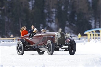 Hispano Suiza H6C on the frozen lake, built 1925, The ICE, St. Moritz, Engadin, Switzerland, Europe