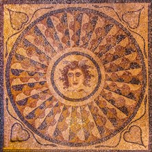 Mosaic floor with head of Medusa from Kos, 3rd century, Grand Masters Palace built in the 14th century by the Johnnite Order, fortress and palace for the Grand Master, UNESCO World Heritage Site, Old ...