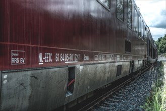 Old sleeping car, Dornap-Hahnenfurth station, Wuppertal, North Rhine-Westphalia, Germany, Europe