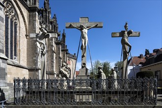 Sculptures next to the Provost Church of St. Victor, Xanten, North Rhine-Westphalia, North Rhine-Westphalia, Germany, Europe