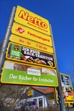 Netto advertising boards, Kempten, Allgaeu, Bavaria, Germany, Europe