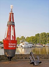 Water buoy, marina, Weener, Ems, East Frisia, Germany, Europe