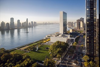 View of the United Nations and the East River. New York City, New York City, United States of America