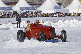 Alfa Romeo 8C Monza on the frozen lake, built in 1933, The ICE, St. Moritz, Engadin, Switzerland, Europe