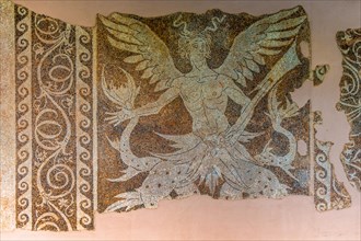 Floor mosaic with Triton, 3rd century BC, Archaeological Museum in the former Order Hospital of the Knights of St. John, 15th century, Old Town, Rhodes Town, Greece, Europe