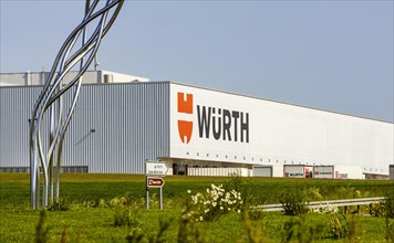 Wuerth Group, fastening and assembly technology, company building and logo at company headquarters Kuenzelsau, Baden-Wuerttemberg, Germany, Europe